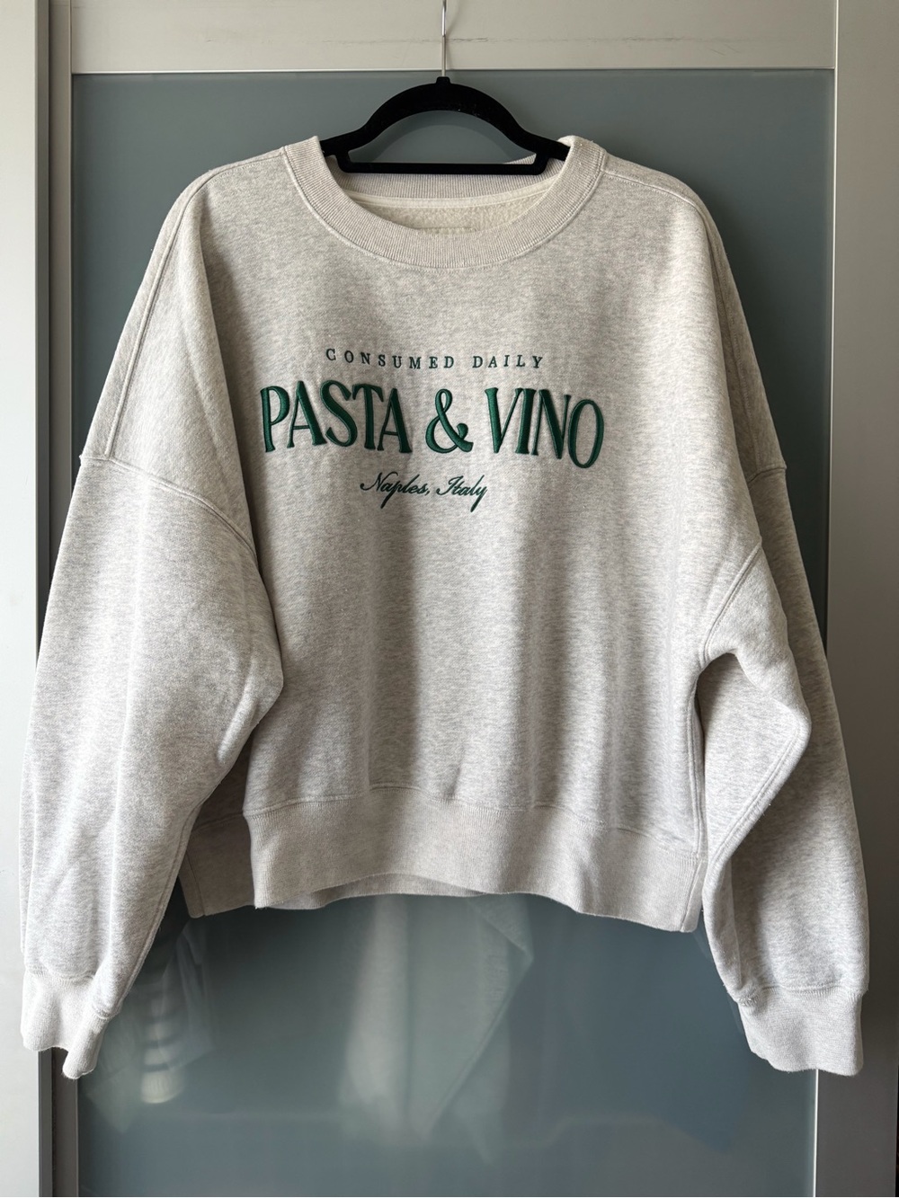 Abercrombie & Fitch Light Gray "Pasta & Vino" Crew Sweatshirt